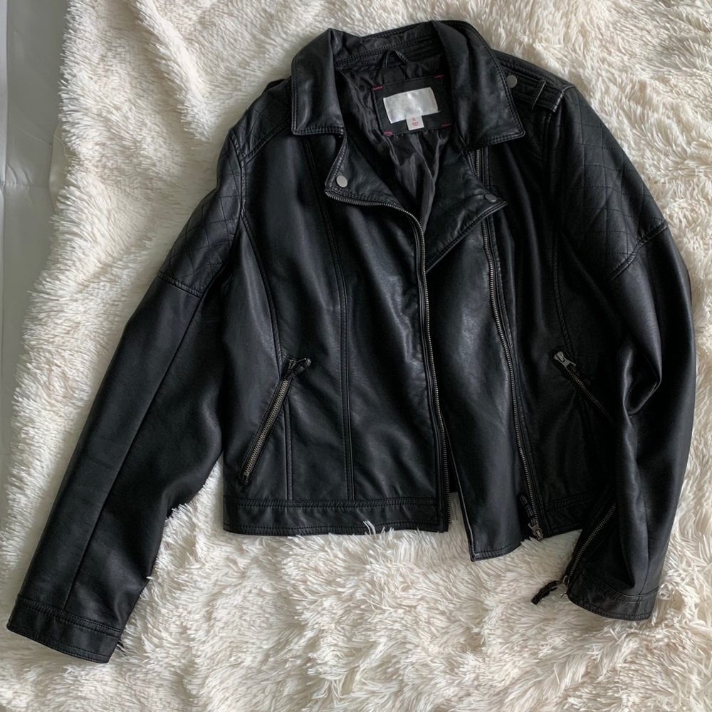 Black faux leather Moto jacket